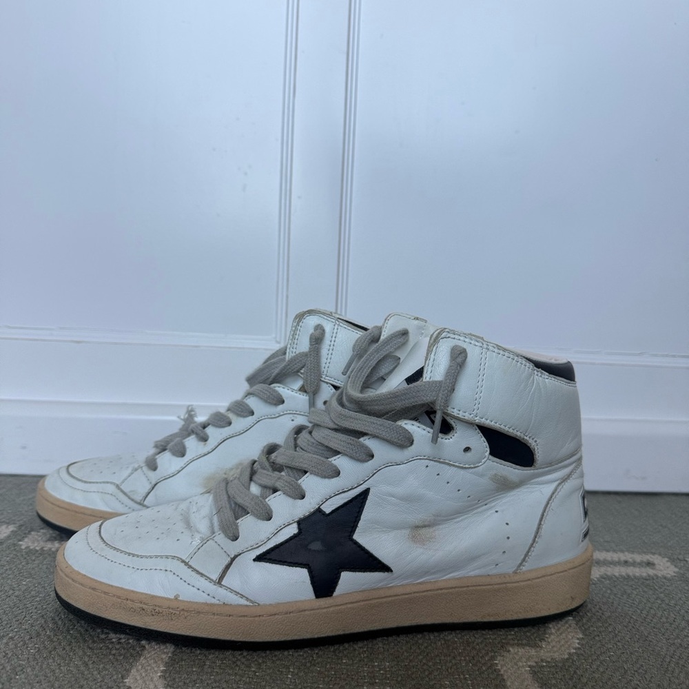 Golden Goose Sky Star Sneakers in white leather with black leather star